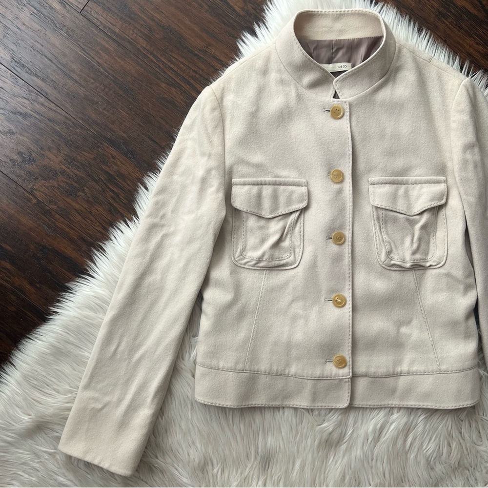 Deco Beige Wool-Blend Button Front Jacket